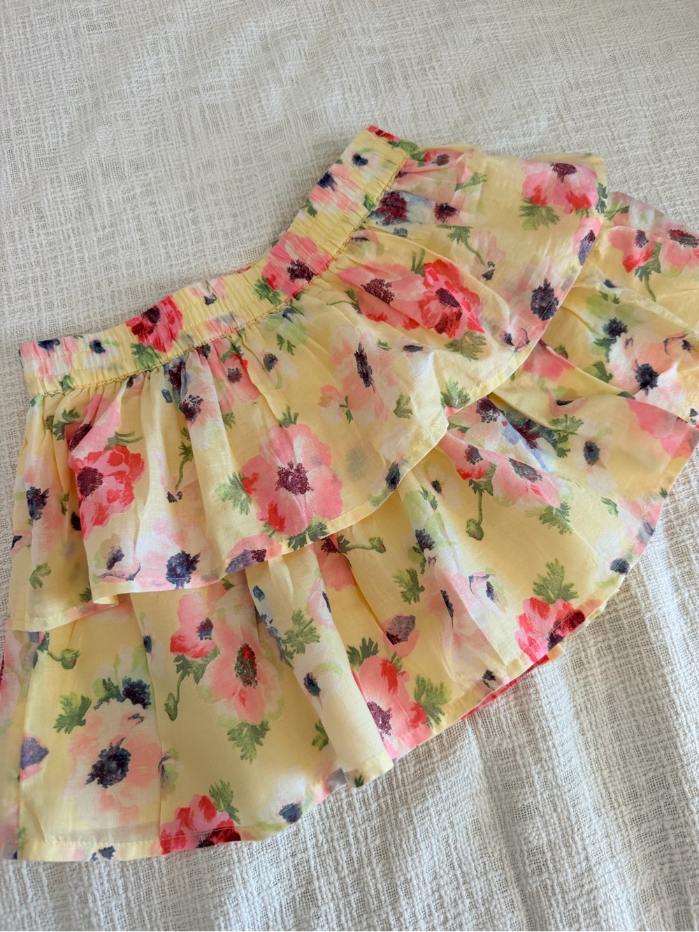 GAP Yellow Floral Tiered Ruffle Skirt